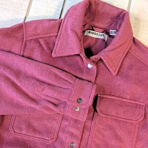 New Ridgecut Toughwear Shirt Womens Size S Wine Long Sleeve Snap Poly Wool Blend